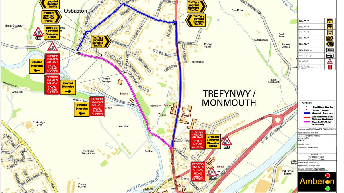 Emergency road closure due to burst water main in Monmouth